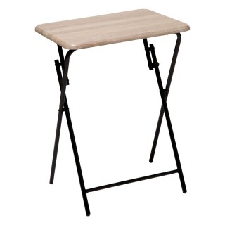 Table d'appoint pliante en bois et métal - L. 48 x H. 65 cm - Marron