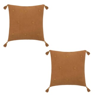 Lot de 2 coussins de chaise brodés rectangulaires Starke - 40 x 40 cm - Cannelle