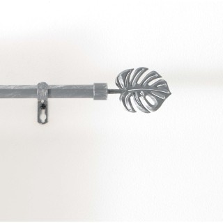 Kit de tringle à rideaux extensible Feuille - L120 /L210 cm - Patine Gris