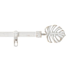 Kit de tringle à rideaux extensible Feuille - L210 /L380 cm - Patine Blanc