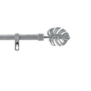 Kit de tringle à rideaux extensible Feuille -  L210 /L380 cm - Patine Gris