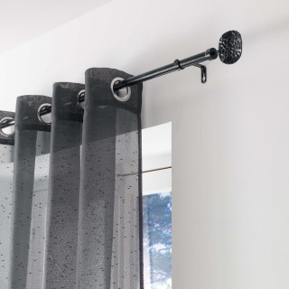 Kit de tringle à rideaux extensible Disque Martelé - L210 /L380 cm - Patine noir