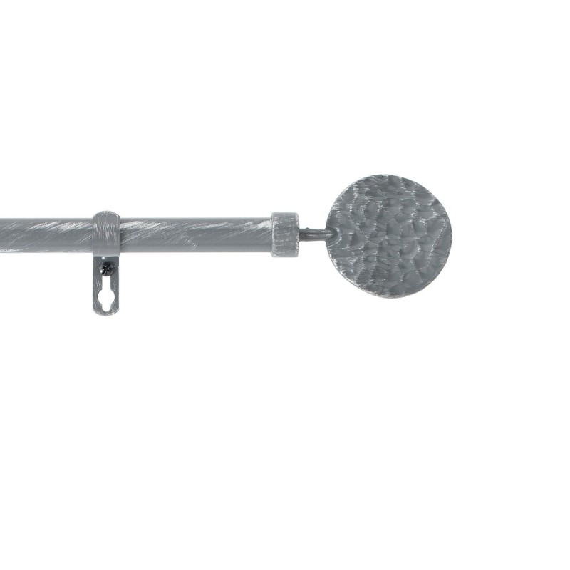 Kit de tringle à rideaux extensible Disque Martelé - L210 /L380 cm - Patine gris