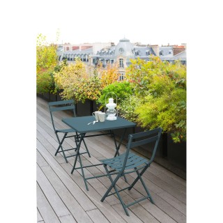 Chaise de jardin pliable en métal Greensboro - Bleu canard