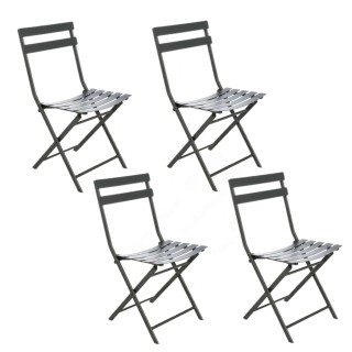 Lot de 4 chaises de jardin pliables en métal Greensboro - Graphite