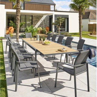 Table de jardin extensible Corvo acacia et aluminium - 12 Places