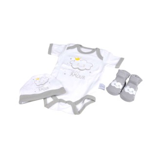 Coffret de naissance avec body, bonnet et chaussettes 0-1 mois - Nuage