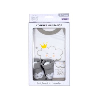 Coffret de naissance avec body, bonnet et chaussettes 0-1 mois - Nuage