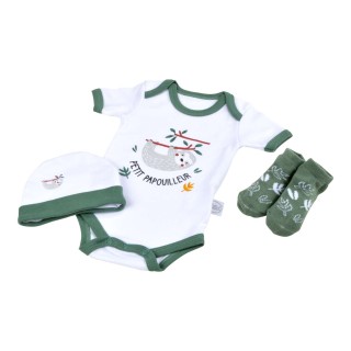 Coffret de naissance avec body, bonnet et chaussettes 0-1 mois - Petit papouilleur