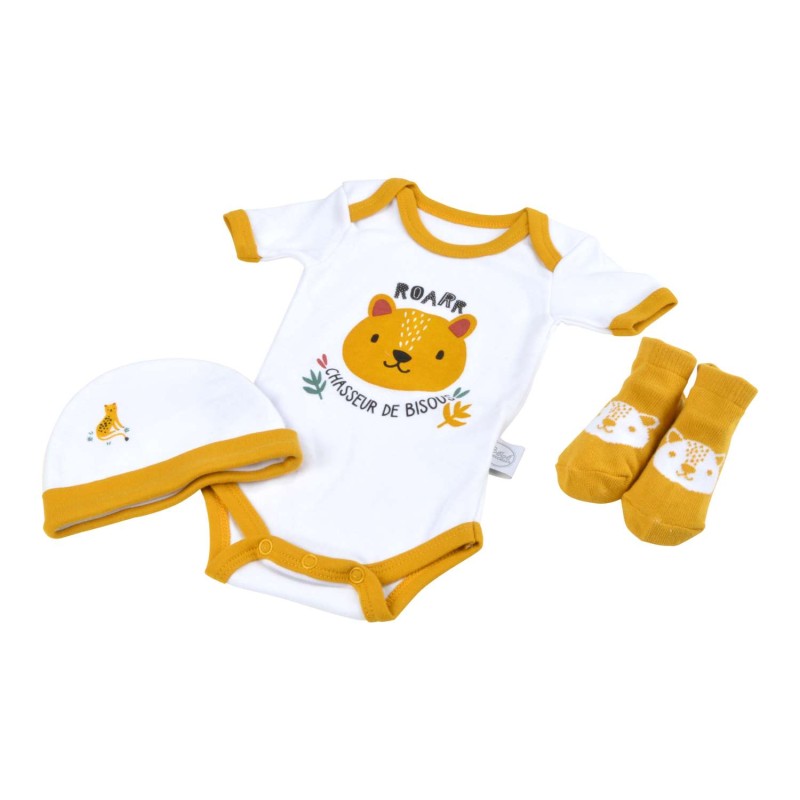 Coffret de naissance avec body, bonnet et chaussettes 0-1 mois - Chasseur de bisous