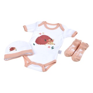 Coffret de naissance avec body, bonnet et chaussettes 0-1 mois - Hérisson