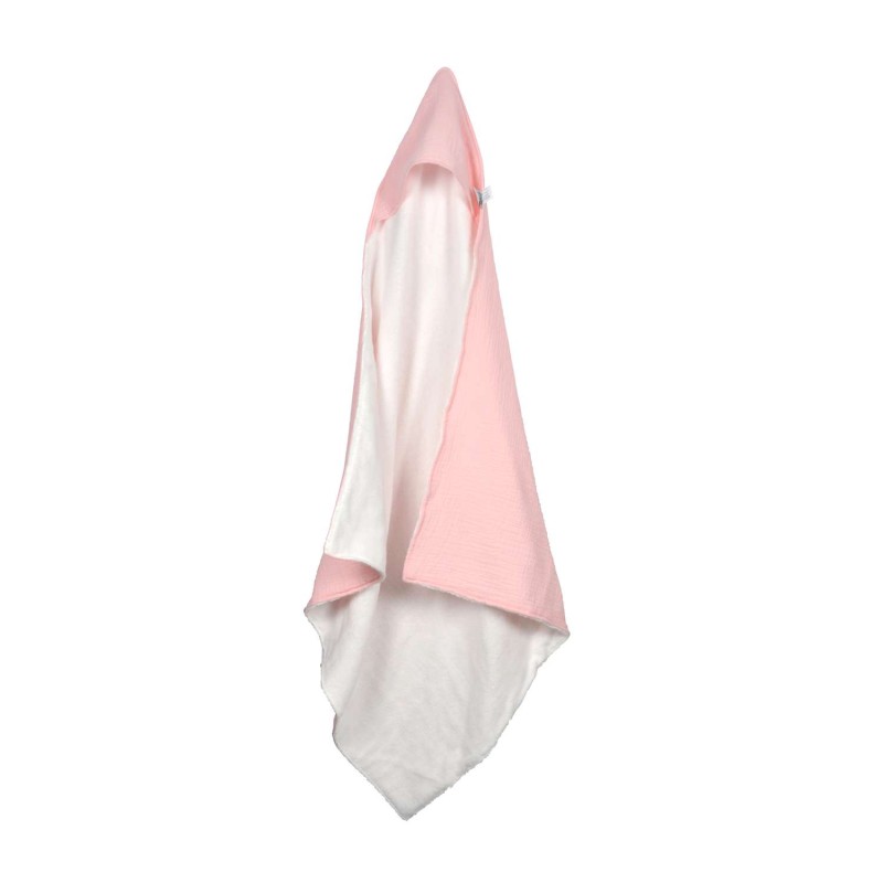 Cape de bain en gaze de coton - Rose