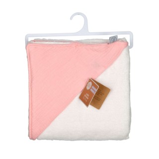 Cape de bain en gaze de coton - Rose