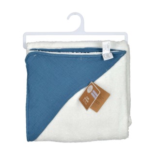 Cape de bain en gaze de coton - Bleu