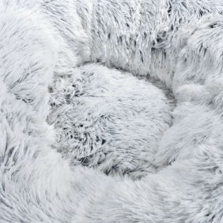 Coussin doux et rond Snow pour chien et chat - Blanc chiné - Diam 55 cm