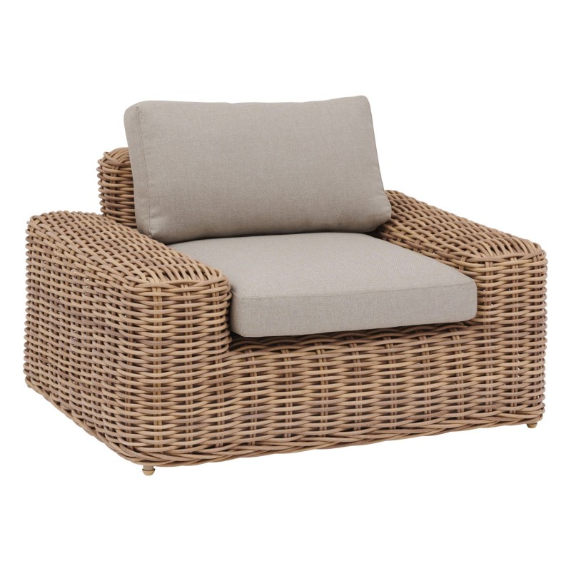 Fauteuil de salon de jardin en résine tressée Savinia - Marron Tahini