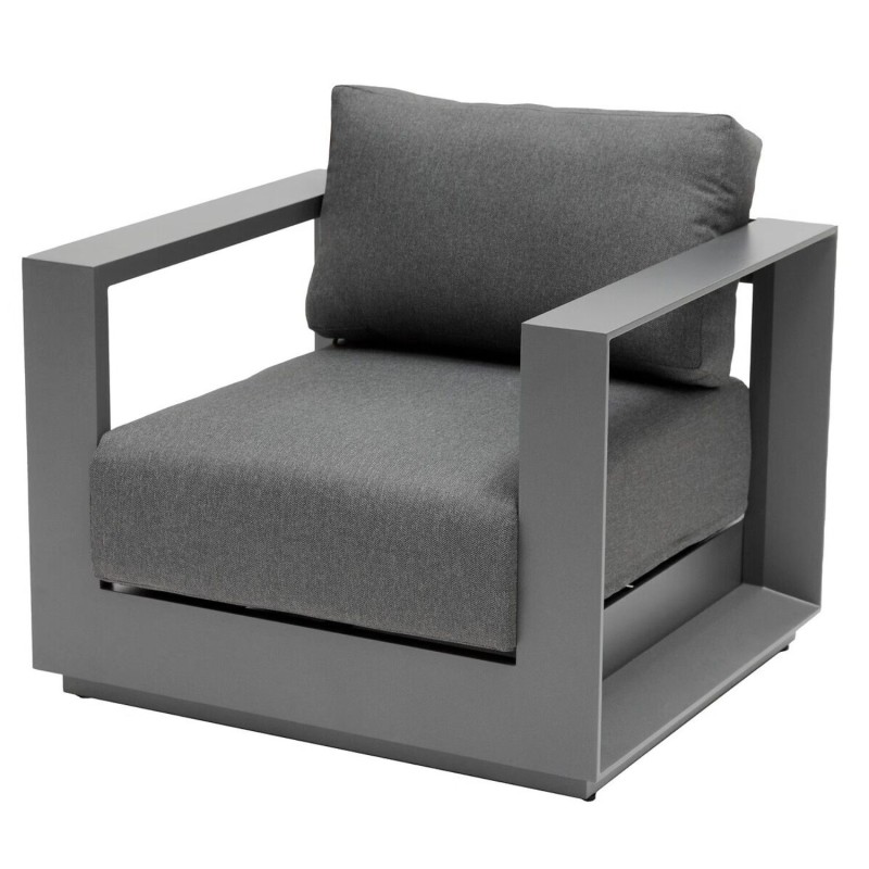 Fauteuil de salon de jardin en aluminium Allure - Graphite et Gris zebrano