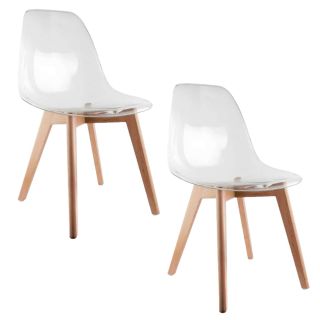 2 Chaises design scandinave Amy - Transparent