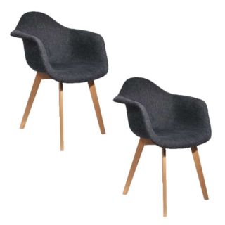 2 Fauteuils scandinaves design grosse maille Flora - Gris foncé