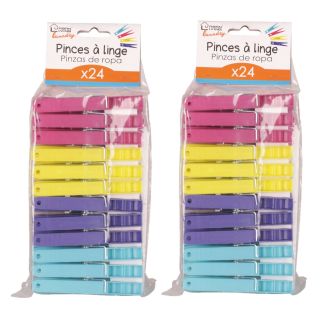 48 Pinces à linge - Plastique - Multicolore