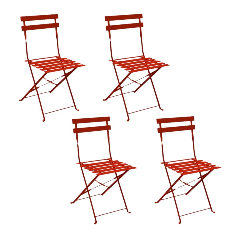 Lot de 4 chaises de jardin pliables en métal Palma - Orange