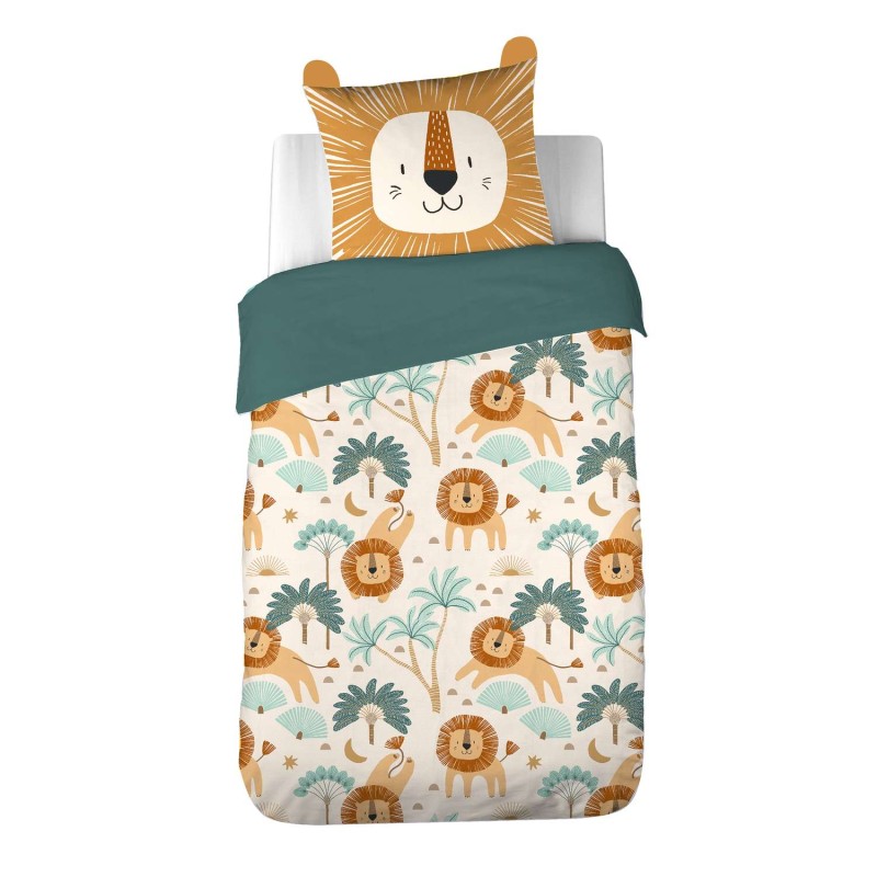 Parure de lit enfant Lion - 100% polyester 72g/m² - 140 x 200 cm