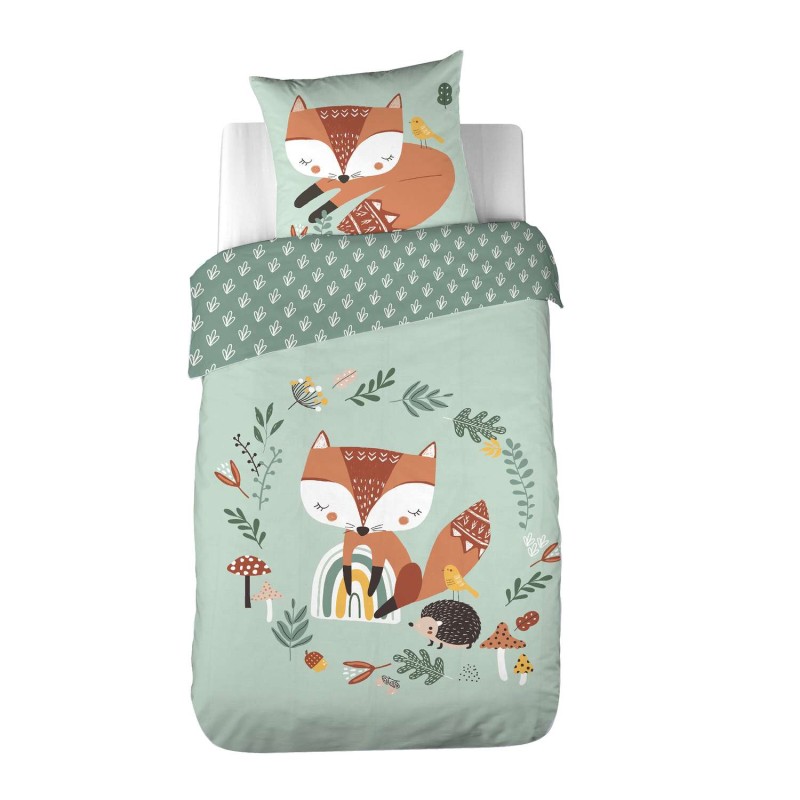 Parure de lit enfant Renard - 100% coton 57 fils/cm² - 140 x 200 cm