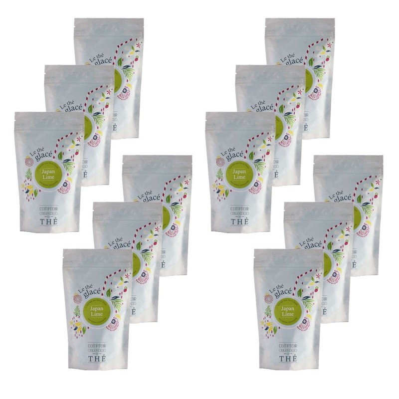 Lot 12x Thé vert mélange Japan Lime - 10 sachets - Doypack 60g