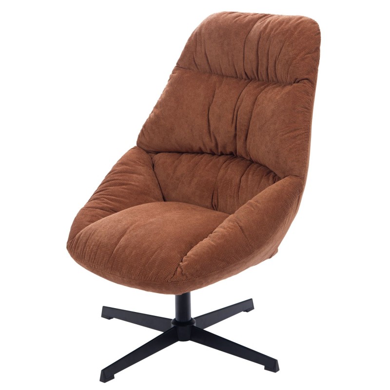 Fauteuil tissu et métal Ernest - Marron