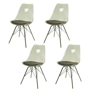 Lot de 4 chaises Diane avec coussin d'assise - Vert