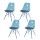 Lot de 4 chaises Diane avec coussin d'assise - Bleu