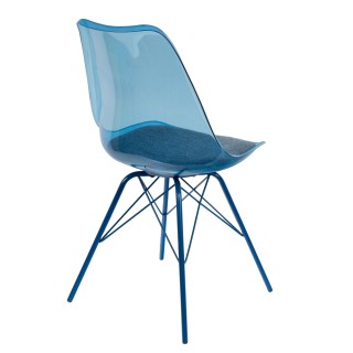 Lot de 4 chaises Diane avec coussin d'assise - Bleu