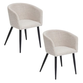 Lot de 2 fauteuils de table Aubin en tissu effet matelassé - Beige