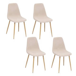 Lot de 4 chaises Loka en tissu - Beige