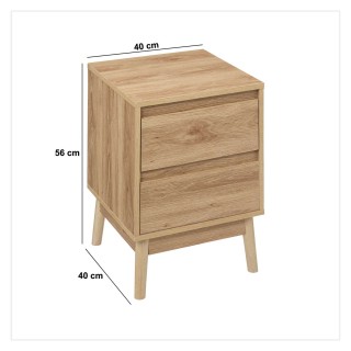 Table de chevet 2 tiroirs Liam en bois - Marron