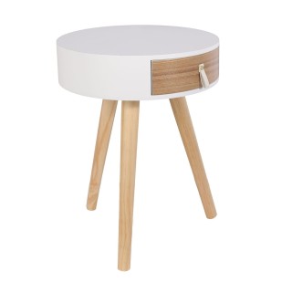 Lot de 2 tables de chevet scandinaves Nora - Diam. 35 x H. 45 cm - Blanc