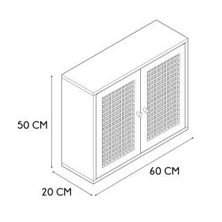 Armoire murale 2 portes Bali en cannage - Marron