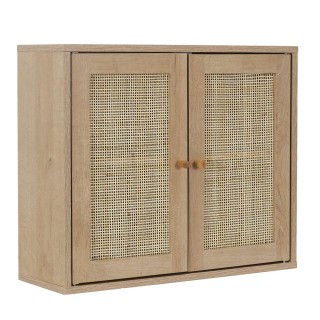 Armoire murale 2 portes Bali en cannage - Marron