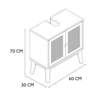 Meuble sous vasque 2 portes Bali en cannage - Marron