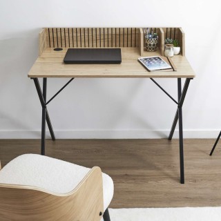 Bureau Saulk en bois et métal - Marron et noir