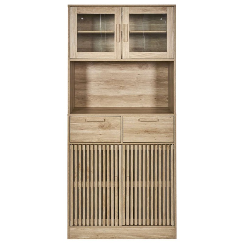 Buffet de cuisine 4 portes 2 tiroirs Saulk en bois - Marron