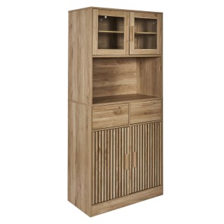 Buffet de cuisine 4 portes 2 tiroirs Saulk en bois - Marron