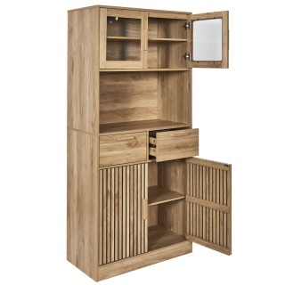 Buffet de cuisine 4 portes 2 tiroirs Saulk en bois - Marron