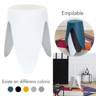 Tabouret d'appoint empilable Emma - Blanc