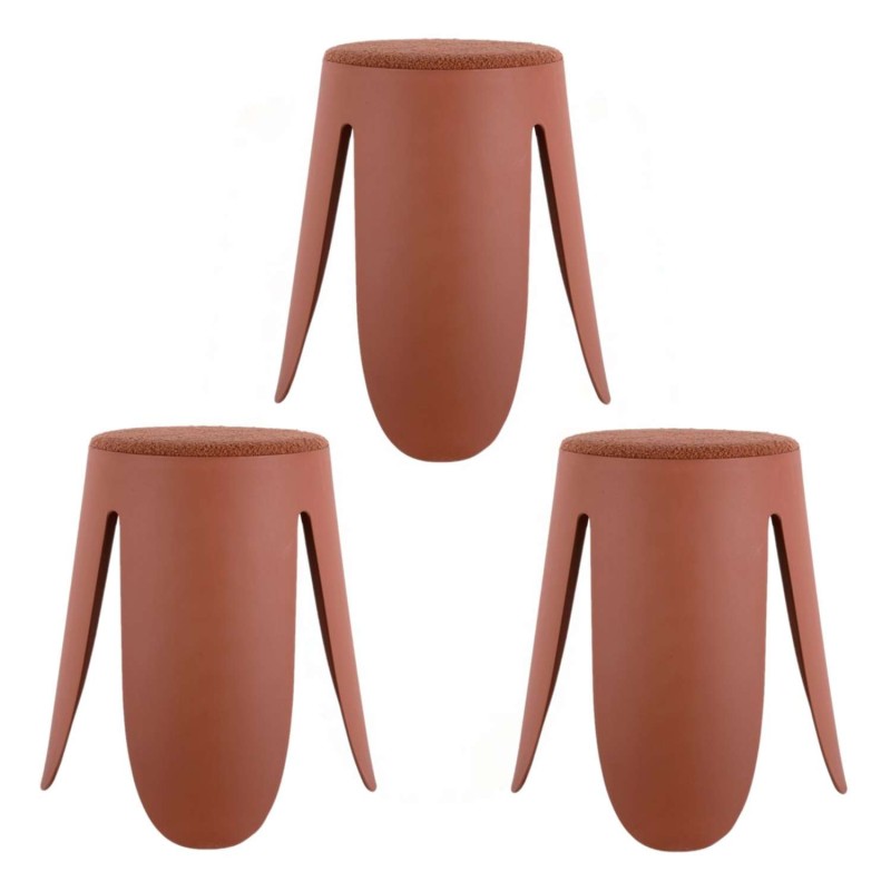 Lot de 3 tabourets Keystone - Terracotta