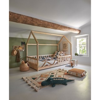 Lit cabane Bosco pour enfant - 90 x 190 cm - Marron