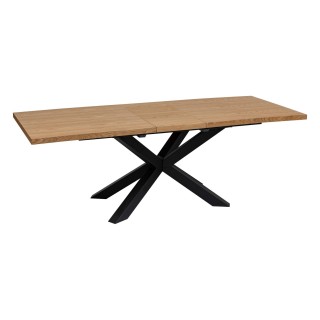 Table à manger extensible Olaf en bois et métal pour 6 à 8 personnes - Marron