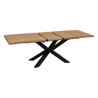 Table à manger extensible Olaf en bois et métal pour 6 à 8 personnes - Marron