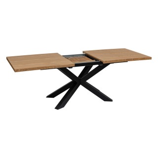 Table à manger extensible Olaf en bois et métal pour 6 à 8 personnes - Marron