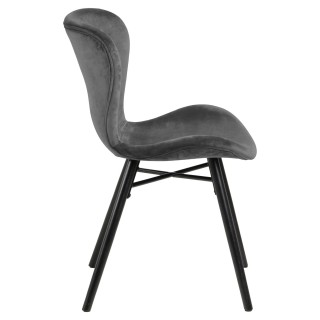 Lot de 2 chaises Lucie en velours et bois - Gris et noir